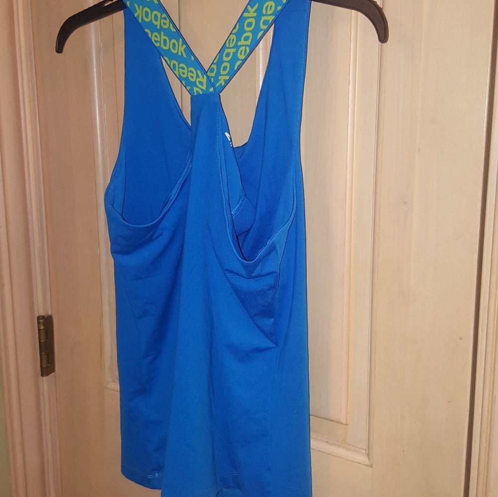 Misses sz M Reebok Workout Ready shirt Blue Tank Top EUC